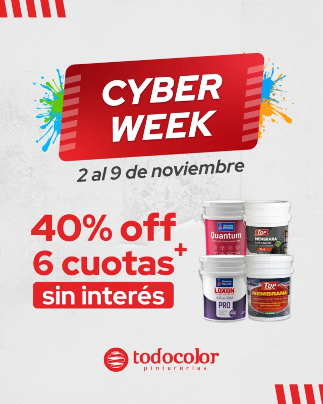 Cyber Week Todo Color: 40% off y 6 cuotas sin interés