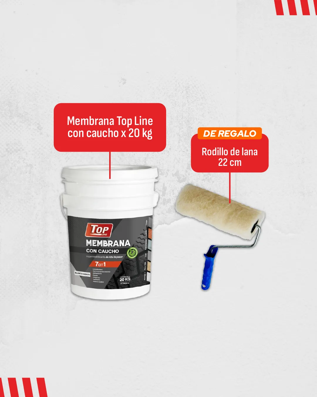 Membrana Top Line con caucho 20 kg con rodillo de lana de regalo - Cyber Week Todo Color Mendoza